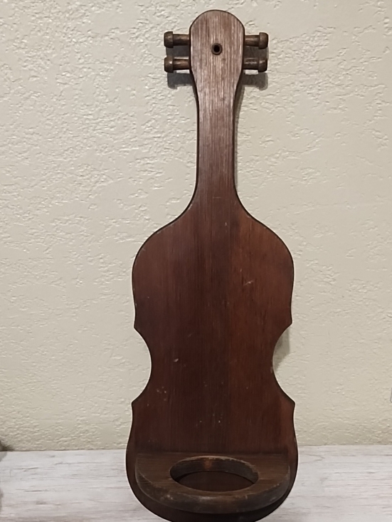 Other - Wooden Violin-Shaped Wall Shelf Holder - Dark Brown